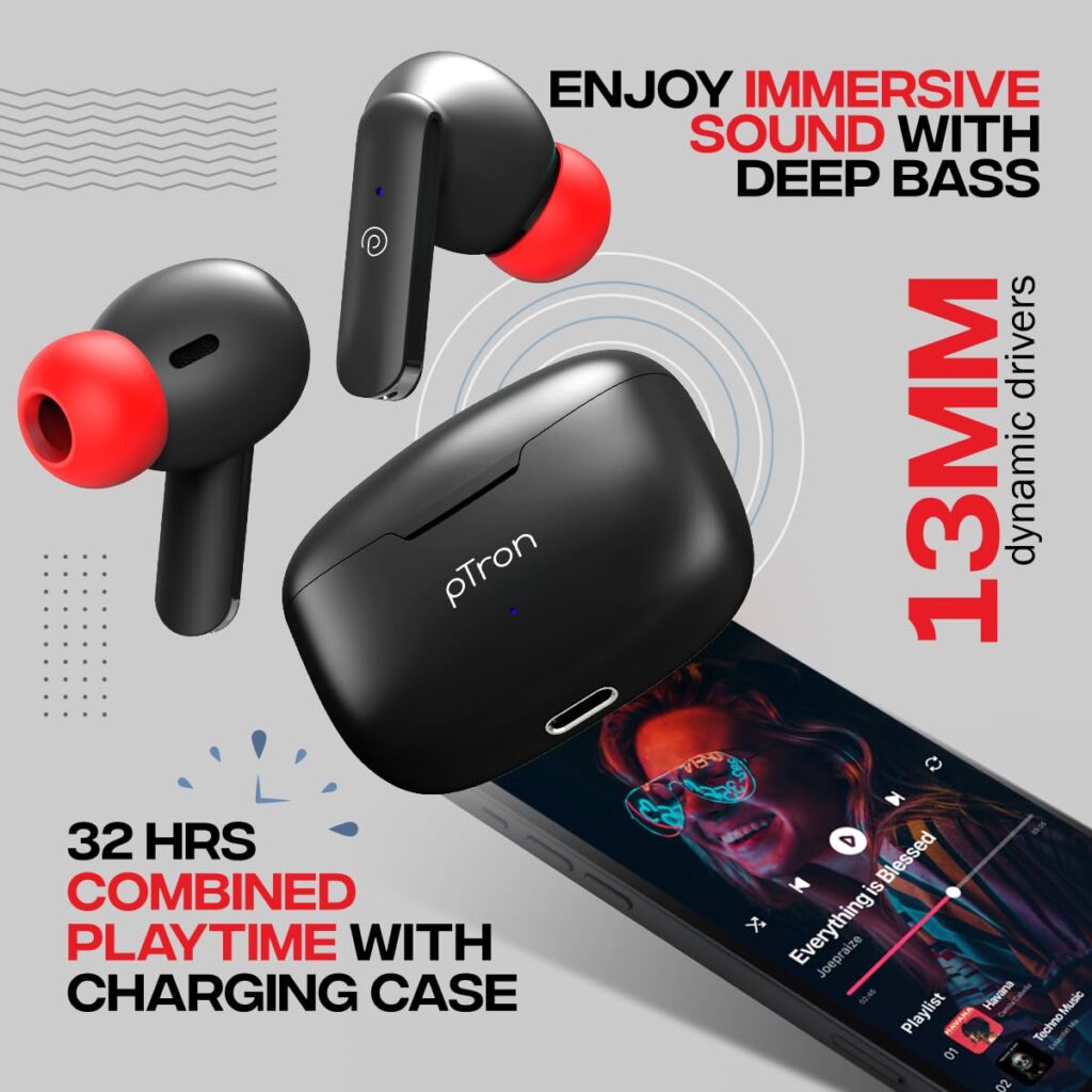 Experience Unmatched Audio Quality with pTron Bassbuds Duo: The Ultimate Wireless Earbuds for 32 Hours of Immersive Sound